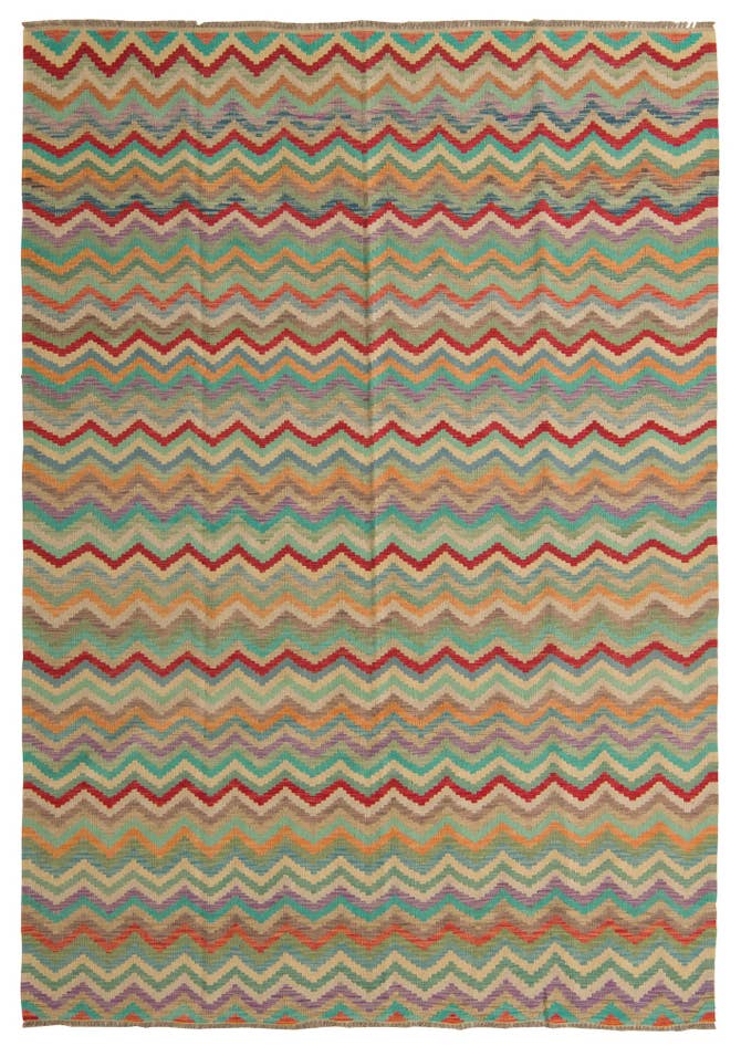 Detail image of 6' 7 x 9' 5 Hand Woven Kilim Modern Wool Rug
