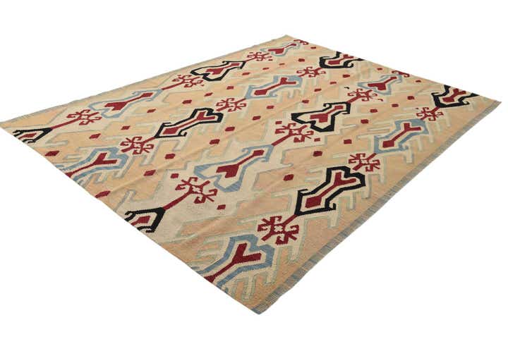 7' x 9' 5 Hand Woven Kilim Modern Wool Rug