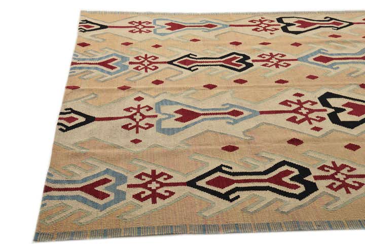 7' x 9' 5 Hand Woven Kilim Modern Wool Rug