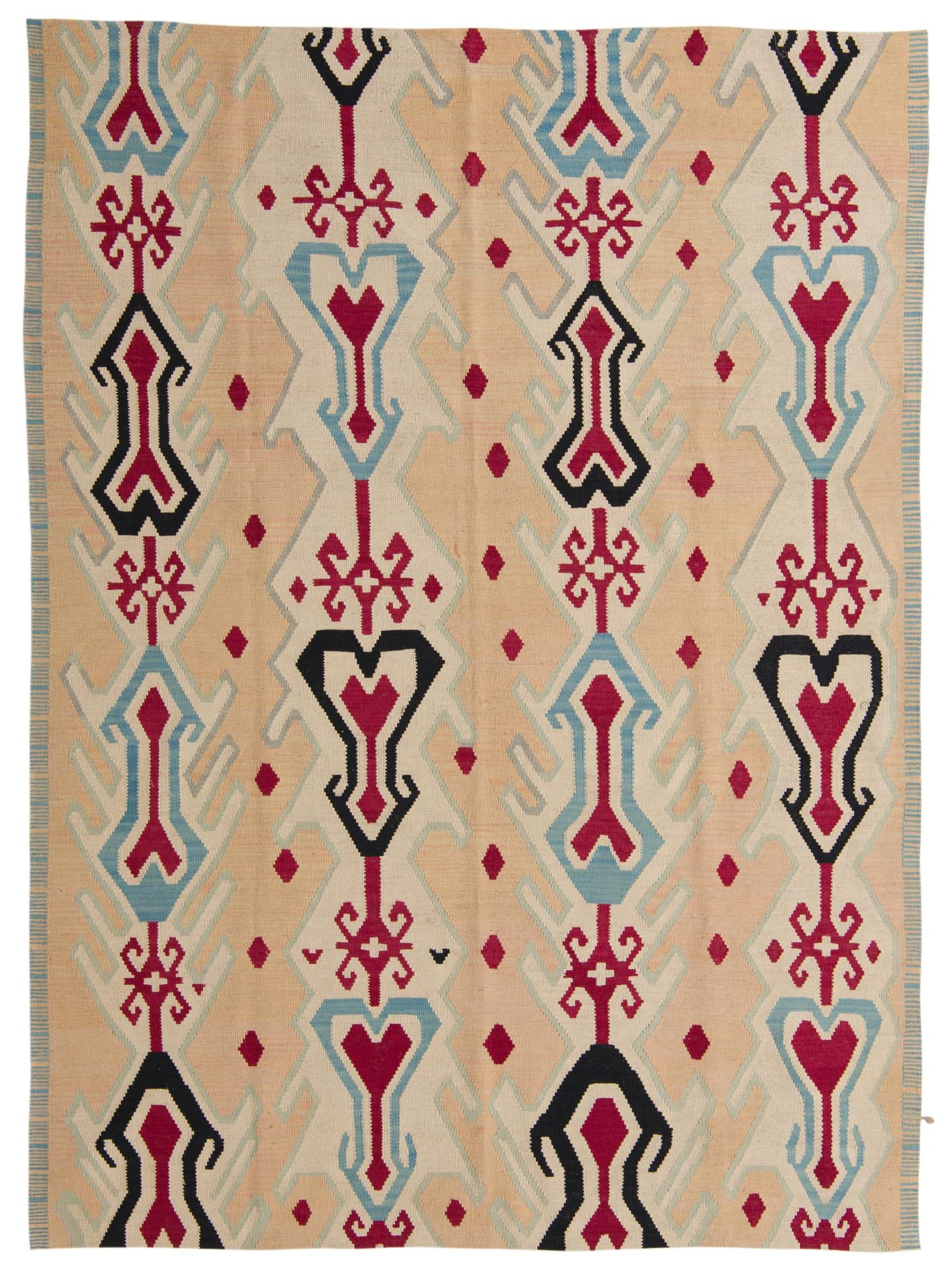 7' x 9' 5 Hand Woven Kilim Modern Wool Rug