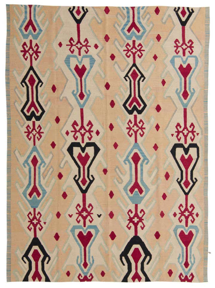 7' x 9' 5 Hand Woven Kilim Modern Wool Rug