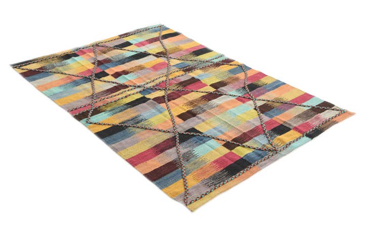 Detail image of 4' 2 x 6' Hand Woven Kilim Modern Wool Rug