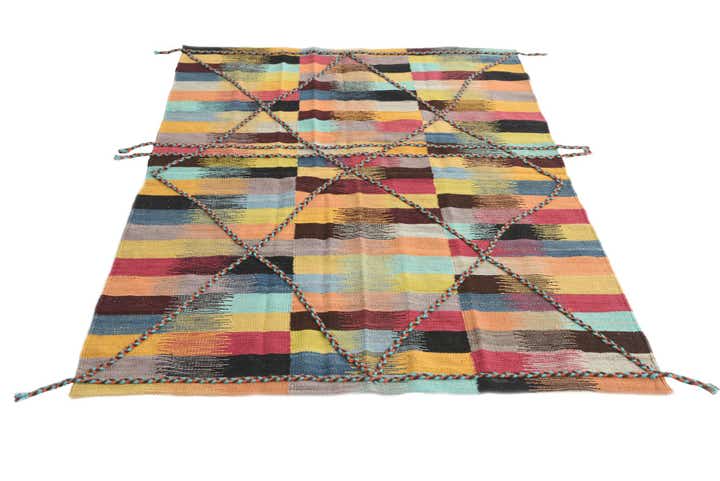 4' 2 x 6' Hand Woven Kilim Modern Wool Rug