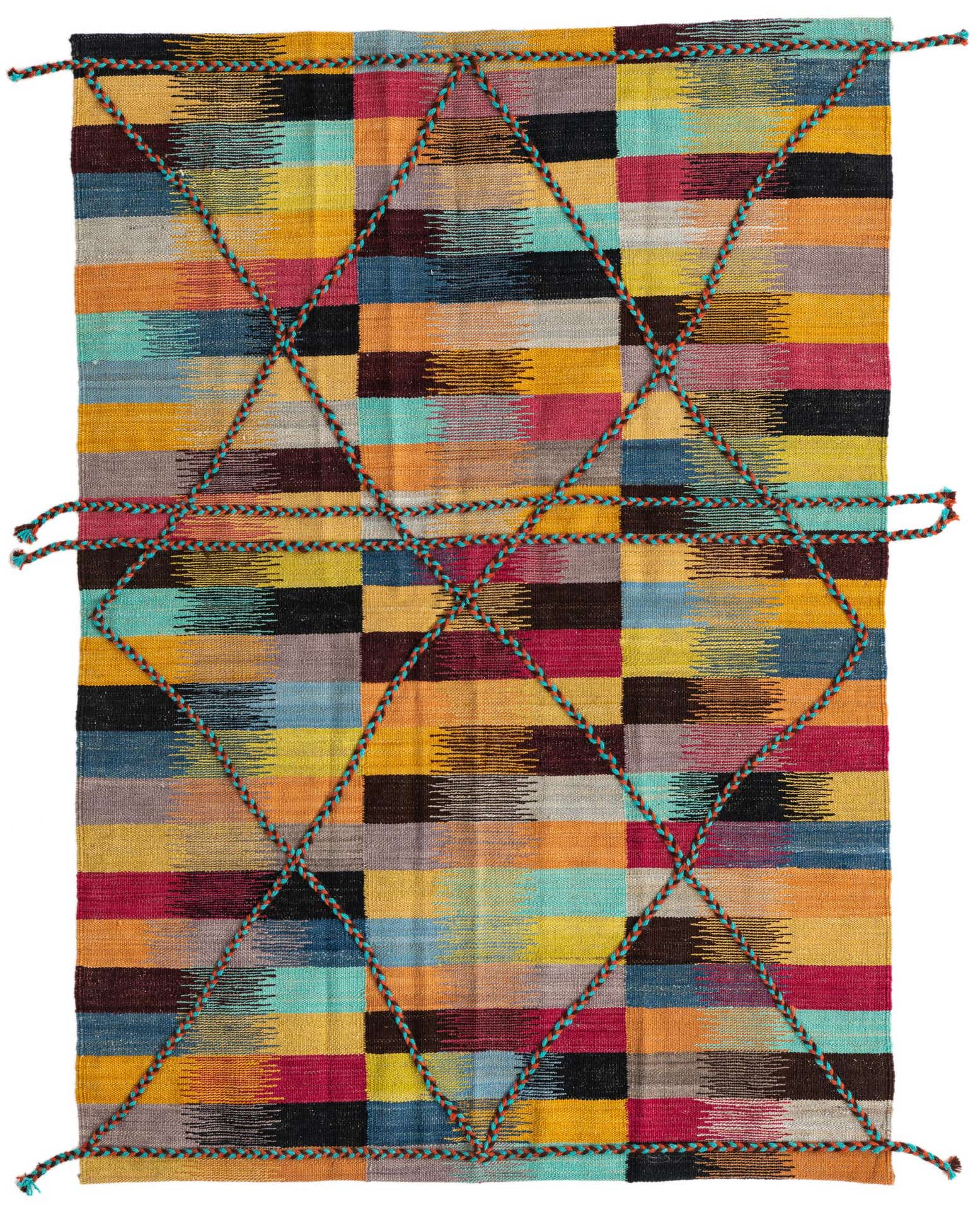 4' 2 x 6' Hand Woven Kilim Modern Wool Rug