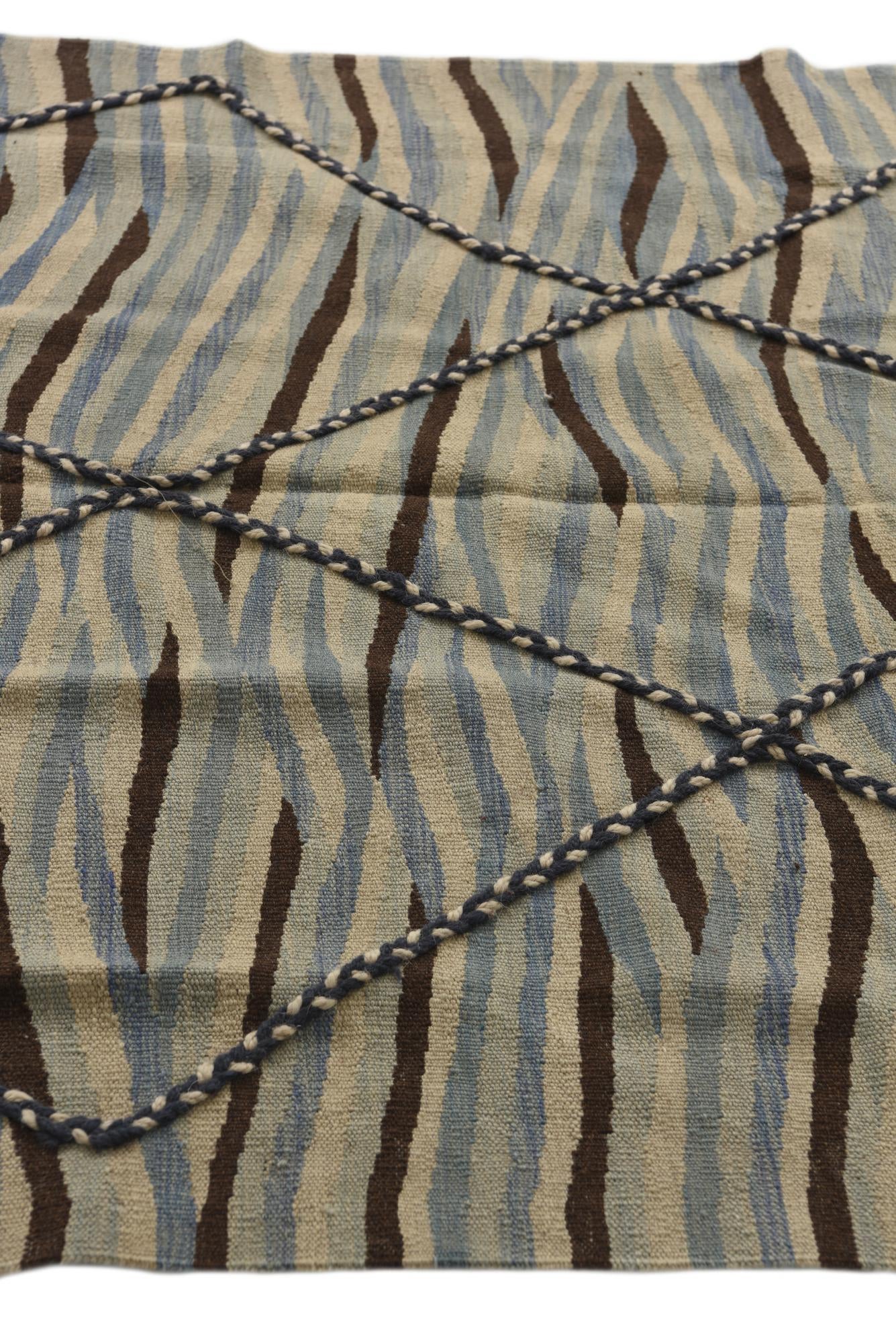 4' 6 x 6' 1 Hand Woven Kilim Modern Wool Rug