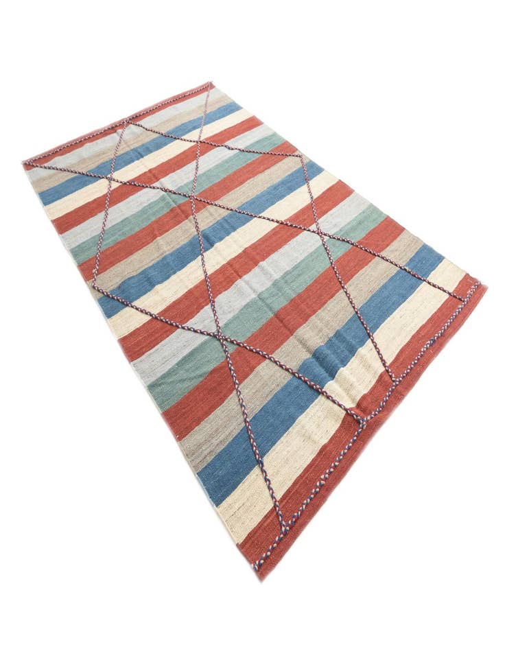 Detail image of 6' 3 x 10'  Hand Woven Kilim Modern Wool Rug