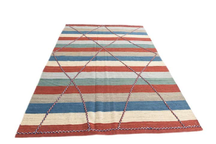 6' 3 x 10' Hand Woven Kilim Modern Wool Rug