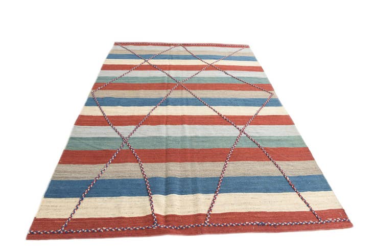 Detail image of 6' 3 x 10' Hand Woven Kilim Modern Wool Rug