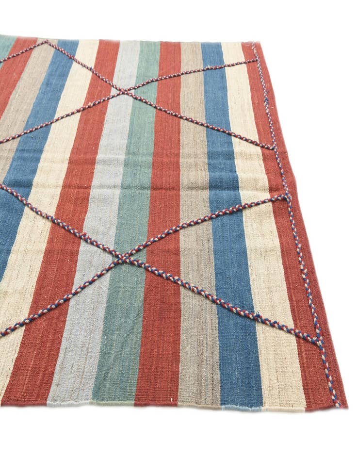 Detail image of 6' 3 x 10'  Hand Woven Kilim Modern Wool Rug