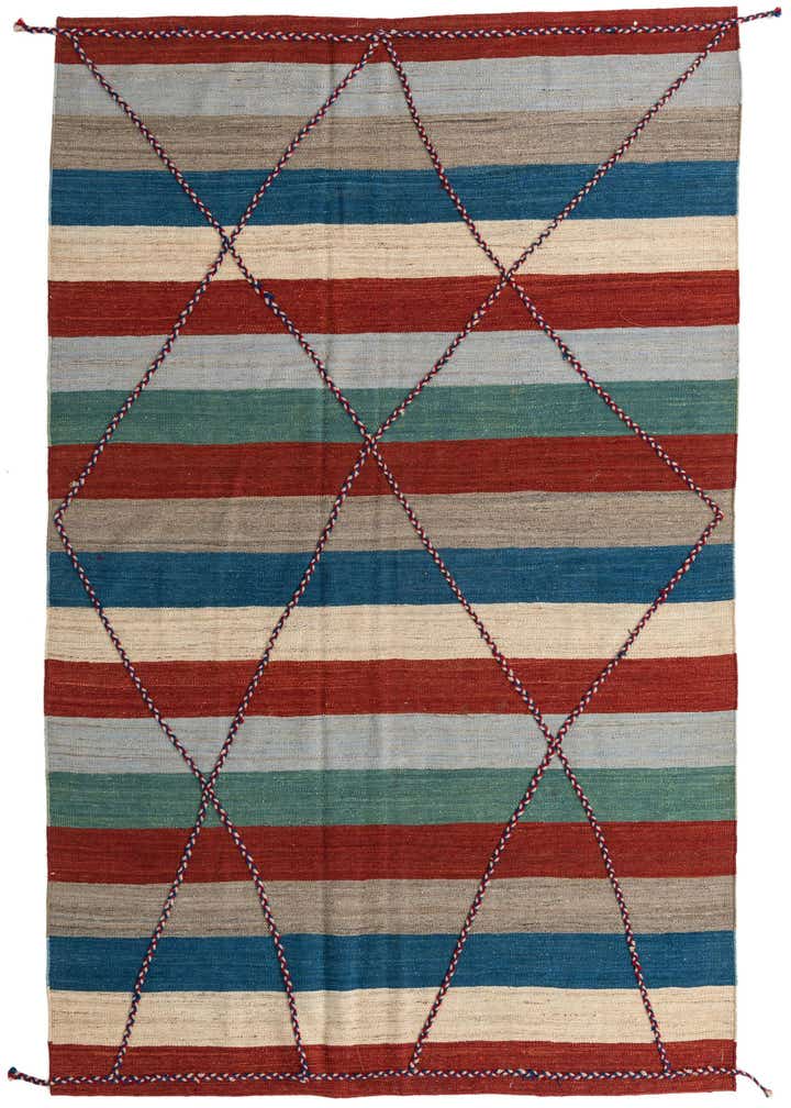 6' 3 x 10' Hand Woven Kilim Modern Wool Rug