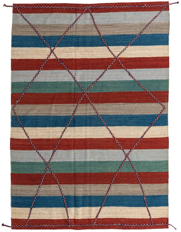 Detail image of 6' 3 x 10' Hand Woven Kilim Modern Wool Rug