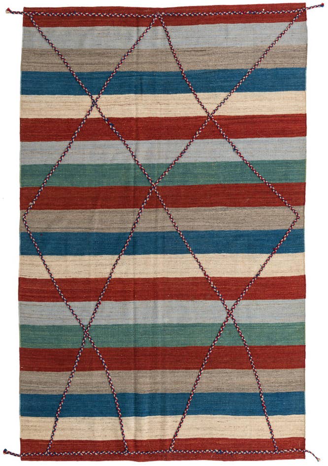 Detail image of 6' 3 x 10' Hand Woven Kilim Modern Wool Rug