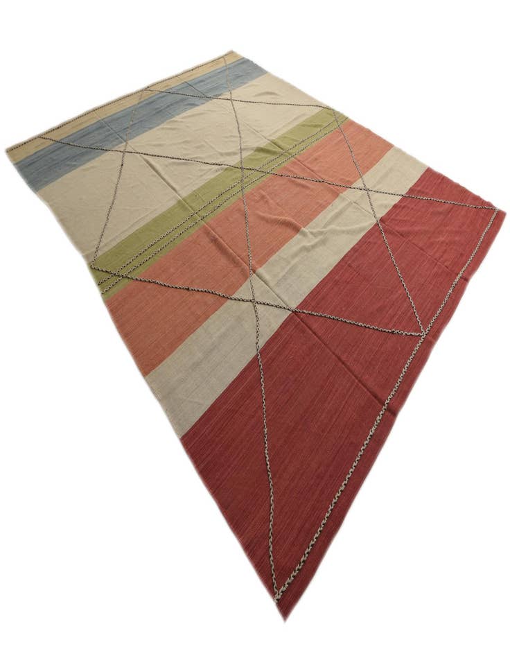 Detail image of 10' x 12' 9 Hand Woven Kilim Modern Wool Rug