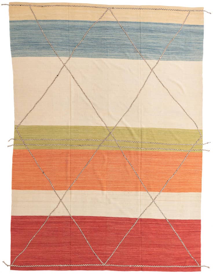 Detail image of 10' x 12' 9 Hand Woven Kilim Modern Wool Rug