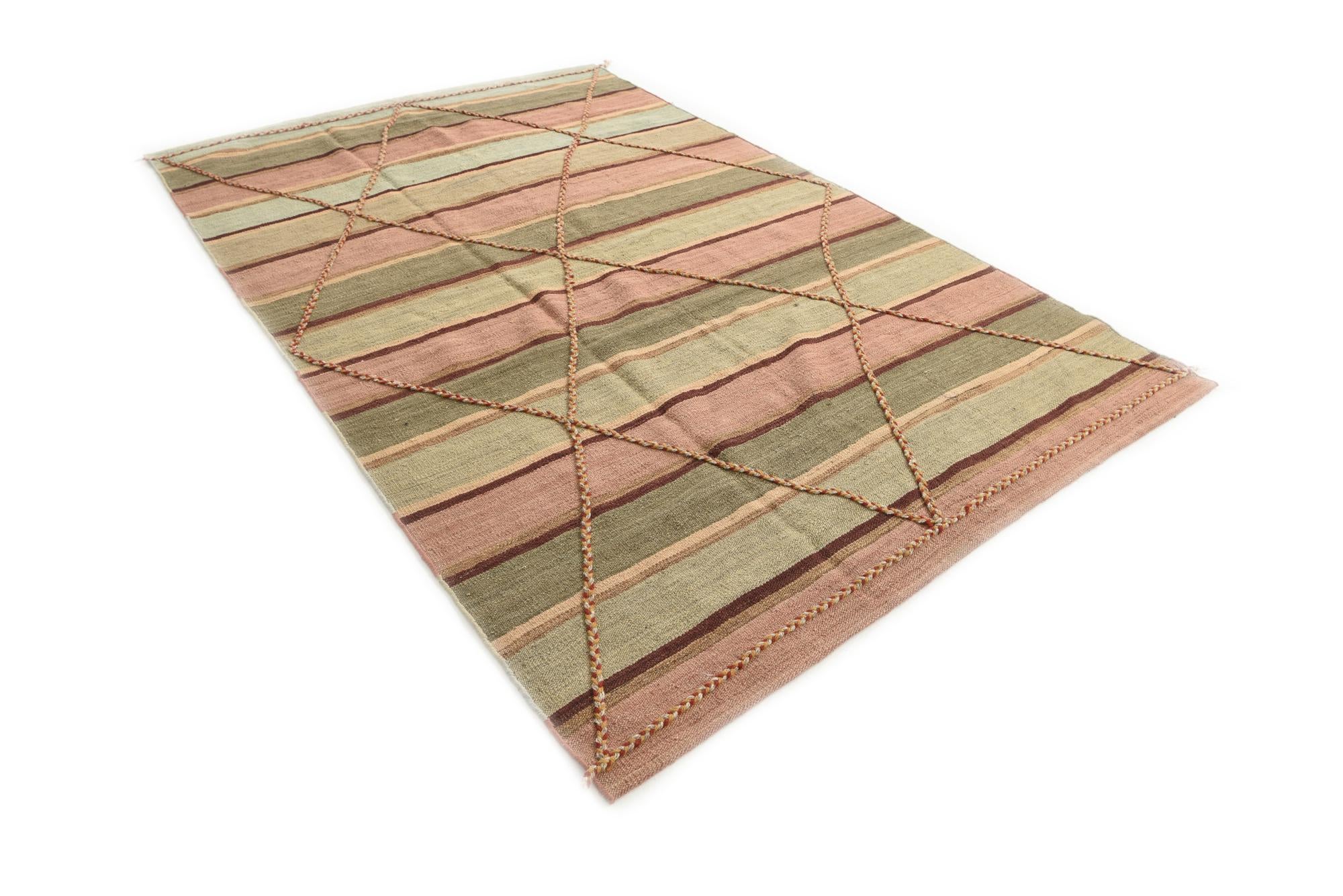 5' 7 x 8' 6 Hand Woven Kilim Modern Wool Rug