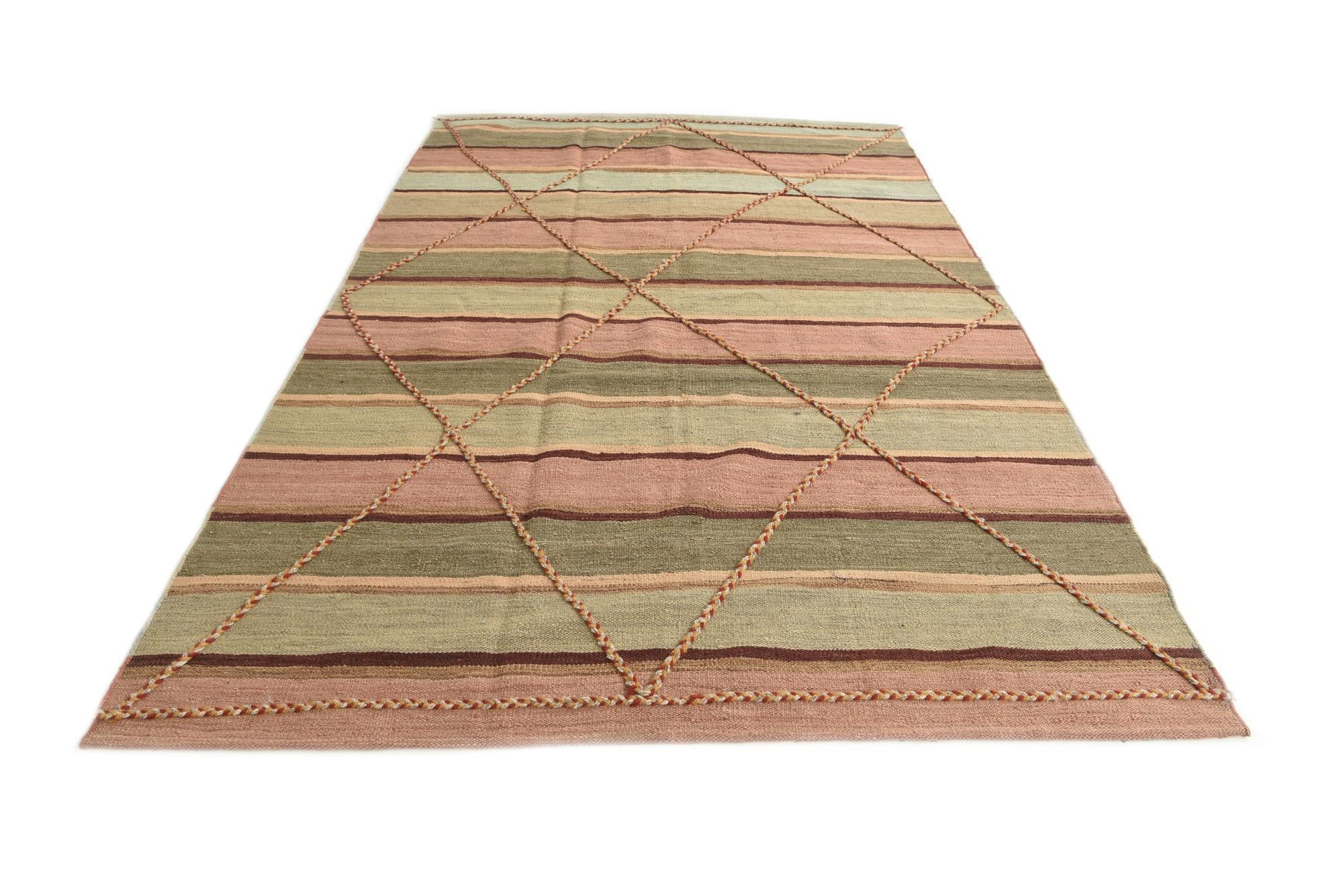 5' 7 x 8' 6 Hand Woven Kilim Modern Wool Rug