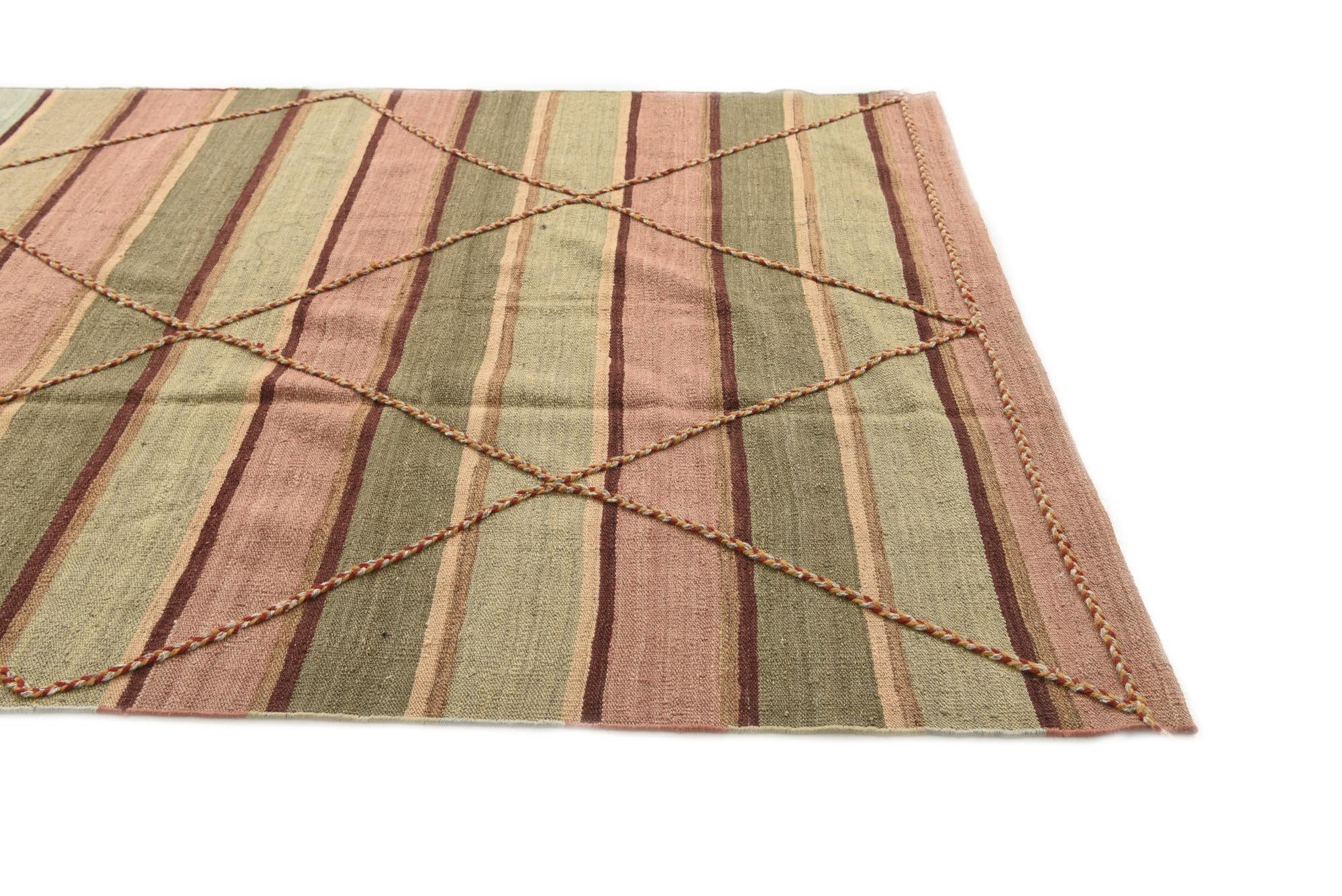 5' 7 x 8' 6 Hand Woven Kilim Modern Wool Rug
