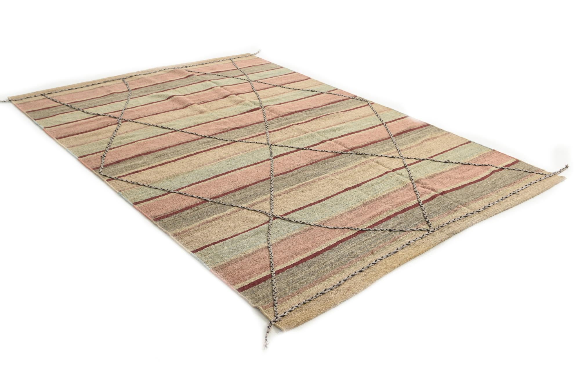 5' 9 x 8' 4 Hand Woven Kilim Modern Wool Rug