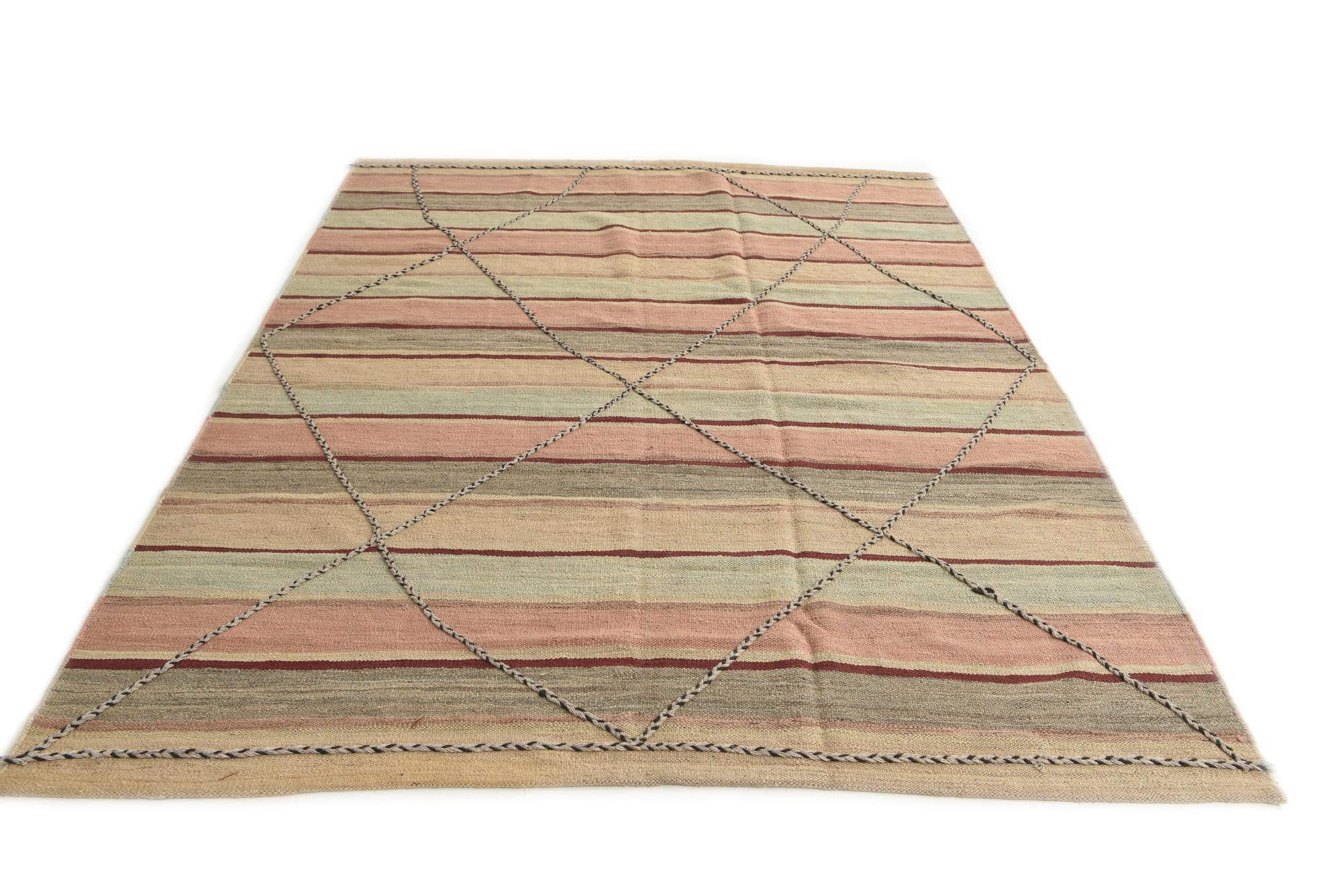 5' 9 x 8' 4 Hand Woven Kilim Modern Wool Rug