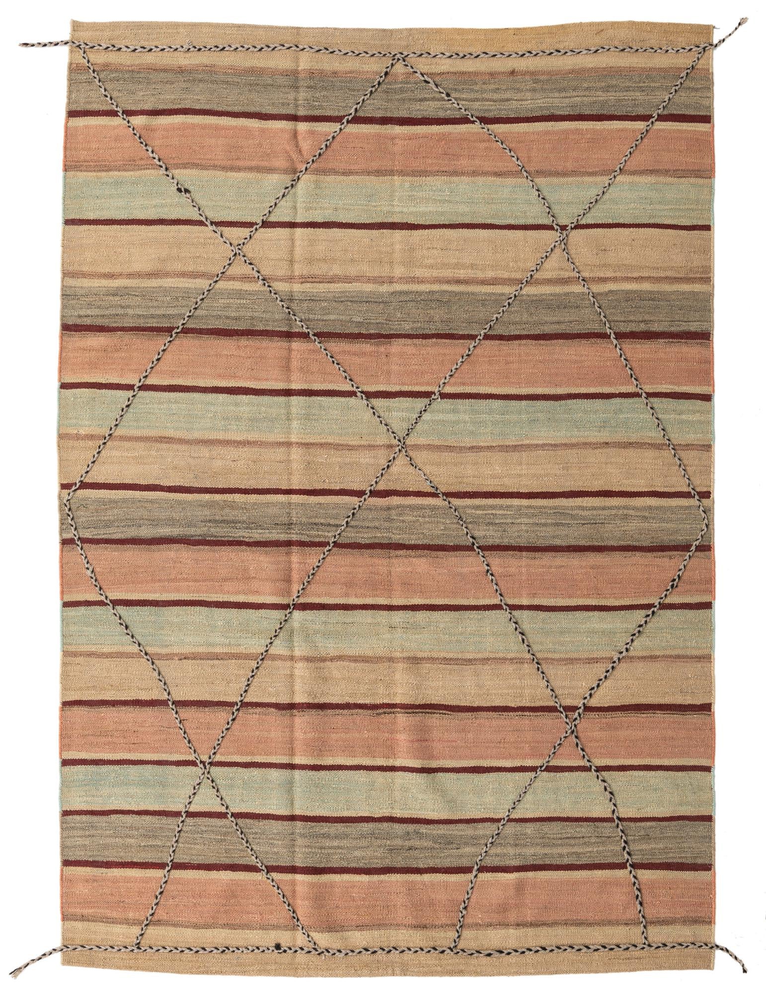 5' 9 x 8' 4 Hand Woven Kilim Modern Wool Rug