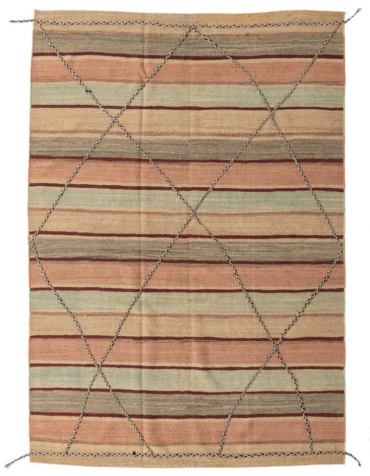 Detail image of 5' 9 x 8' 4 Hand Woven Kilim Modern Wool Rug