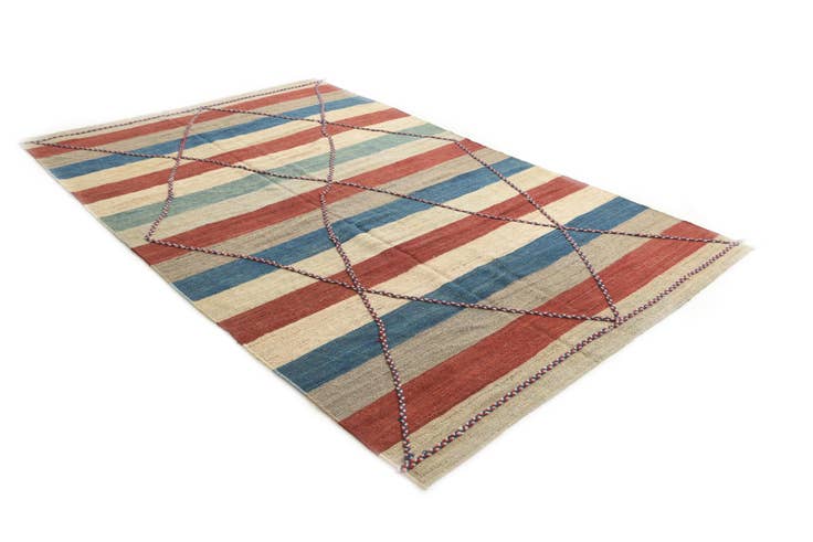 Detail image of 6' 3 x 9' 9 Hand Woven Kilim Modern Wool Rug