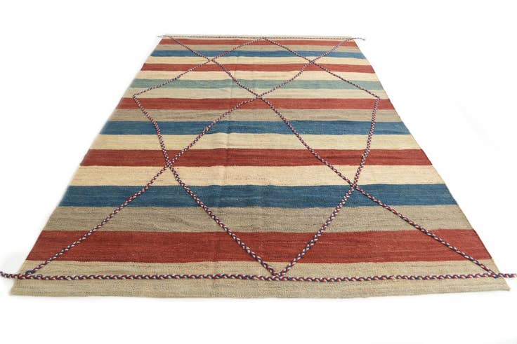 Detail image of 6' 3 x 9' 9 Hand Woven Kilim Modern Wool Rug