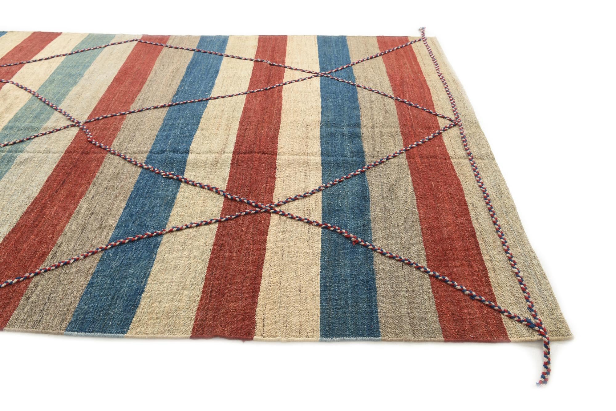 6' 3 x 9' 9 Hand Woven Kilim Modern Wool Rug