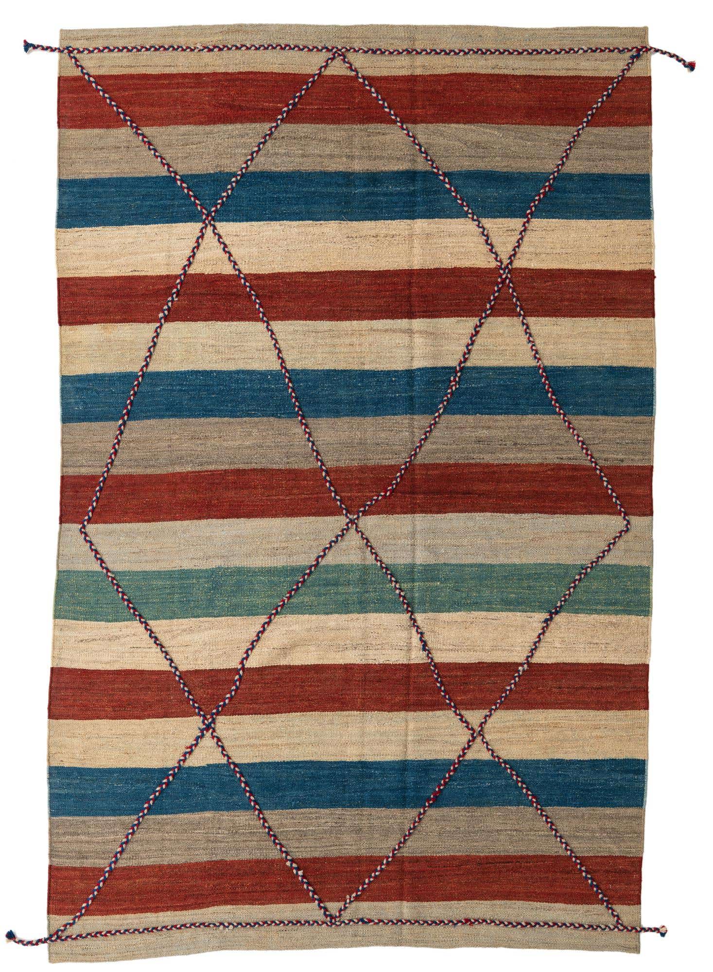 6' 3 x 9' 9 Hand Woven Kilim Modern Wool Rug