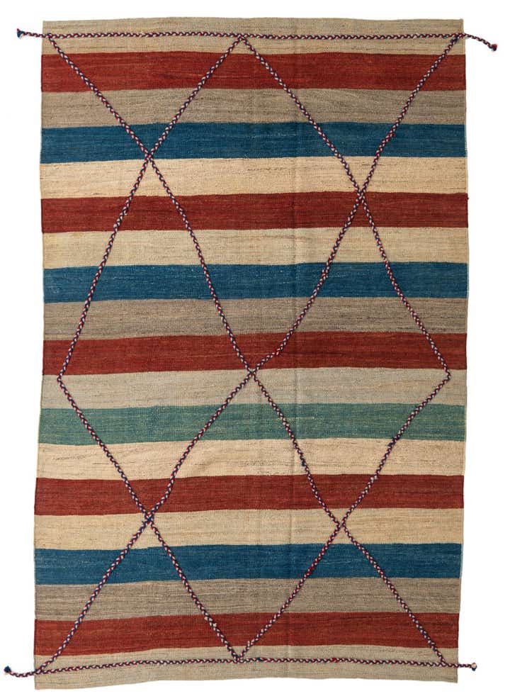 6' 3 x 9' 9 Hand Woven Kilim Modern Wool Rug
