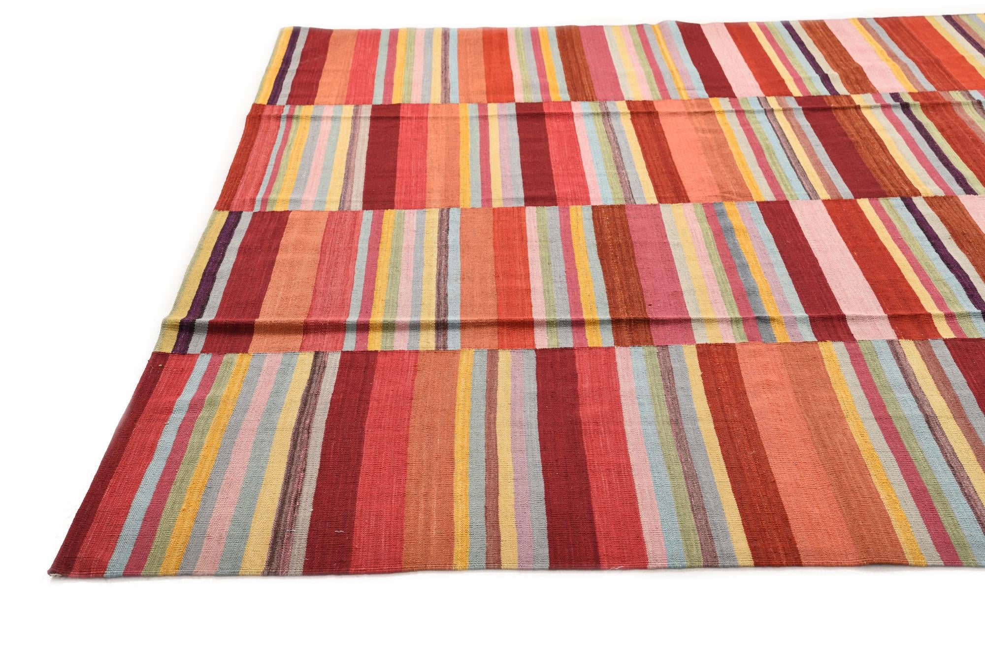 8' 7 x 11' 4 Hand Woven Kilim Modern Wool Rug