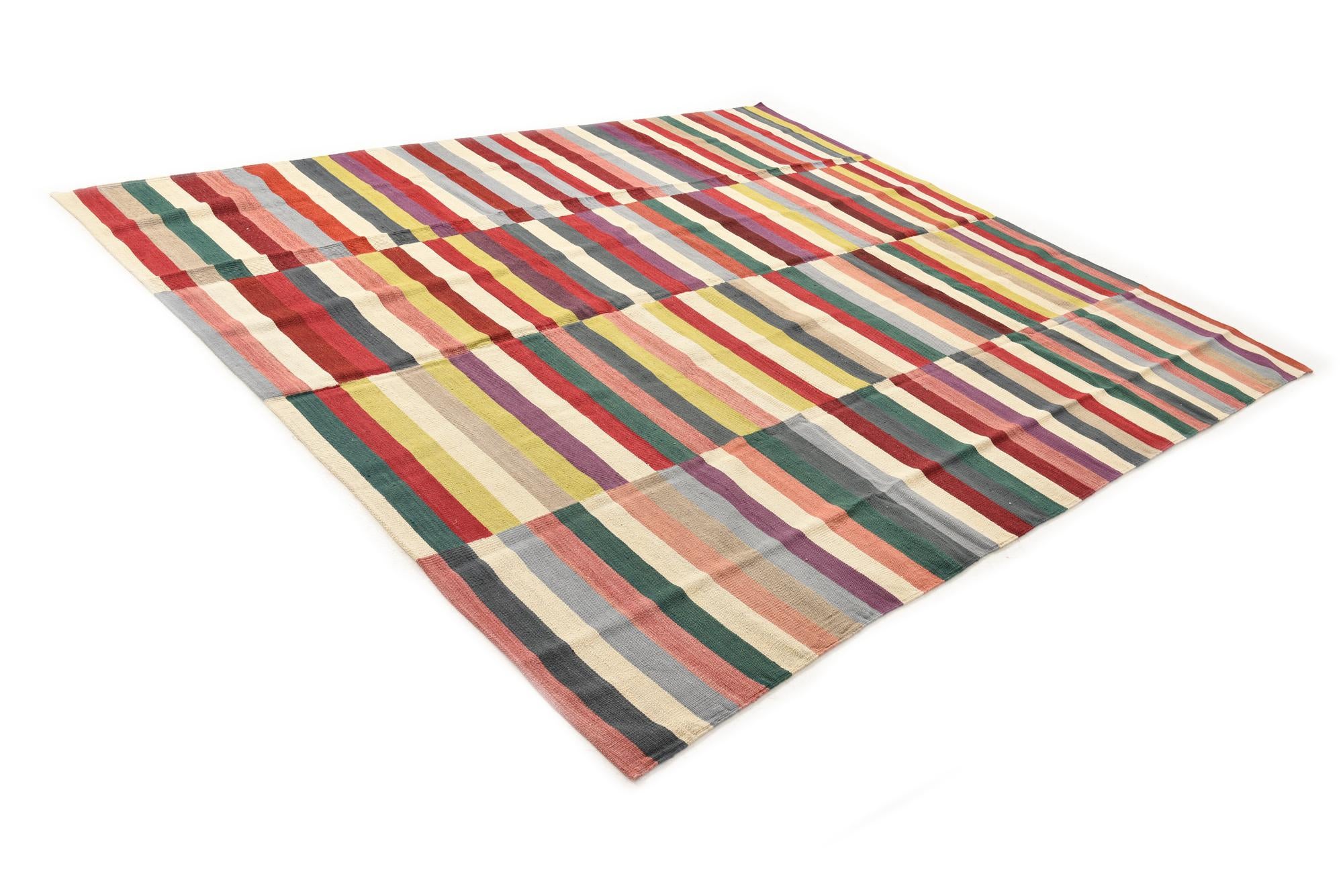 8' 2 x 9' 9 Hand Woven Kilim Modern Wool Rug