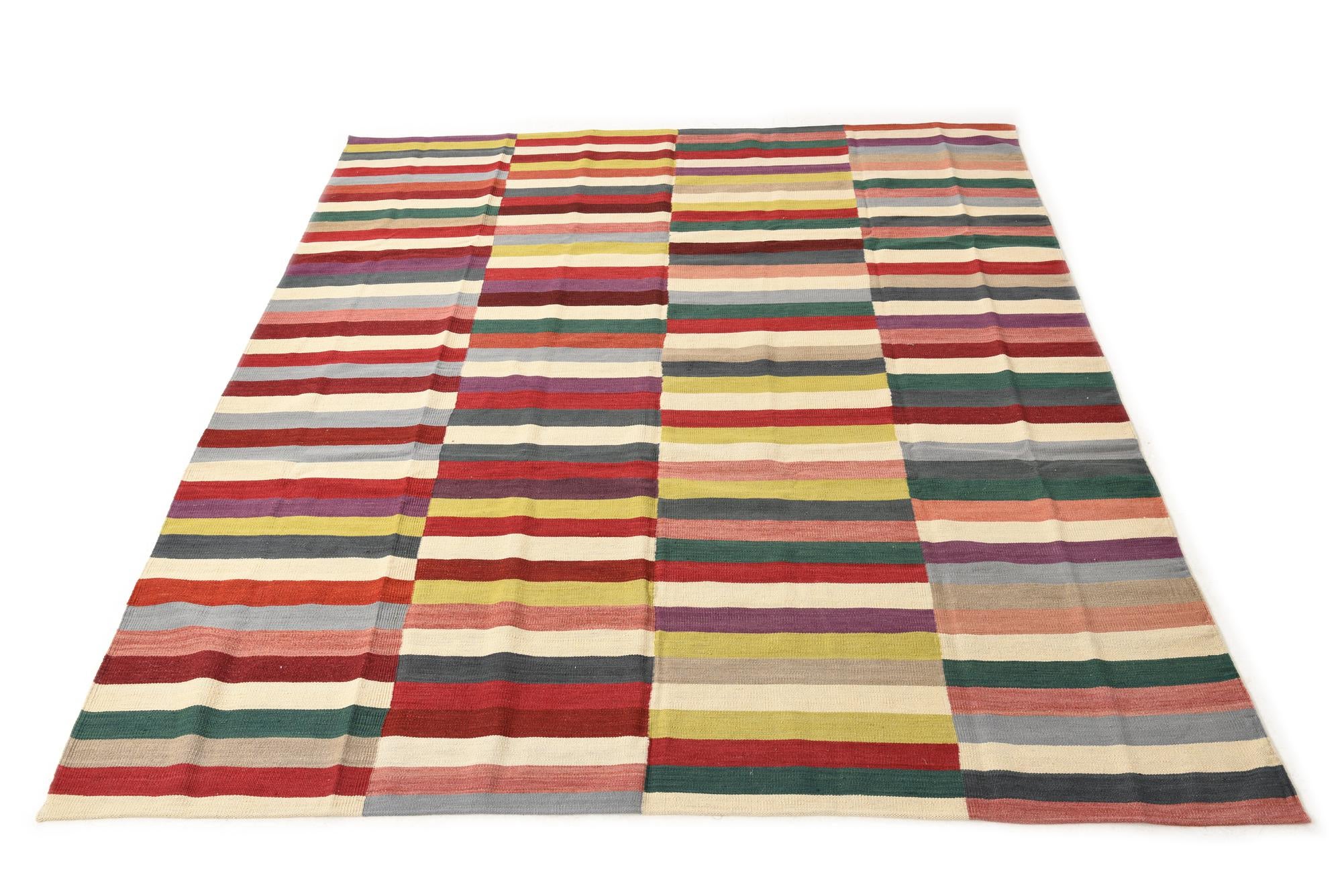 8' 2 x 9' 9 Hand Woven Kilim Modern Wool Rug