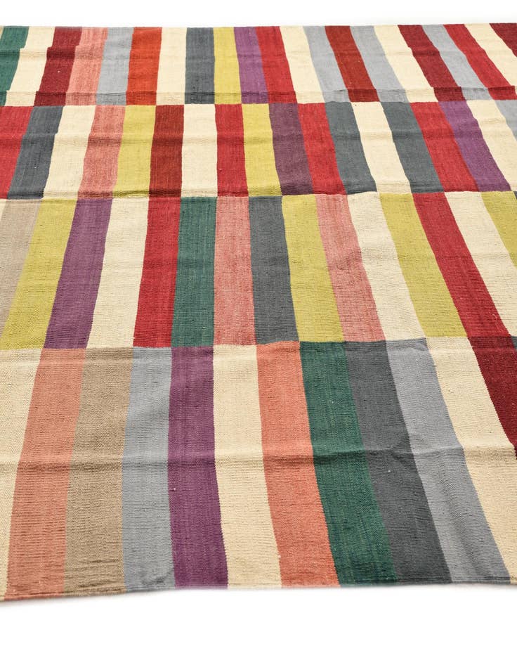 Detail image of 8' 2 x 9' 9  Hand Woven Kilim Modern Wool Rug