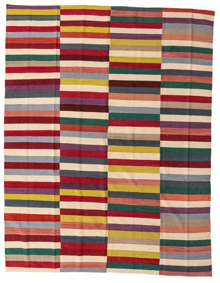 Detail image of 8' 2 x 9' 9 Hand Woven Kilim Modern Wool Rug