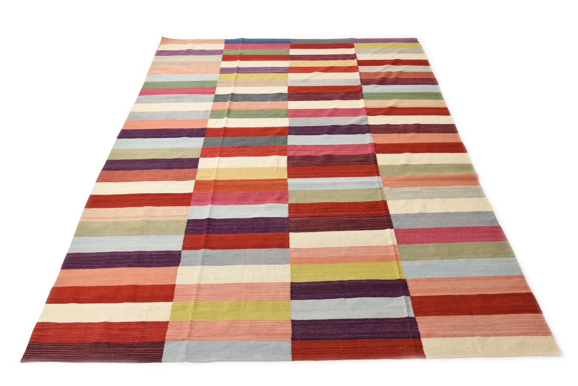 8' 7 x 11' 5 Hand Woven Kilim Modern Wool Rug