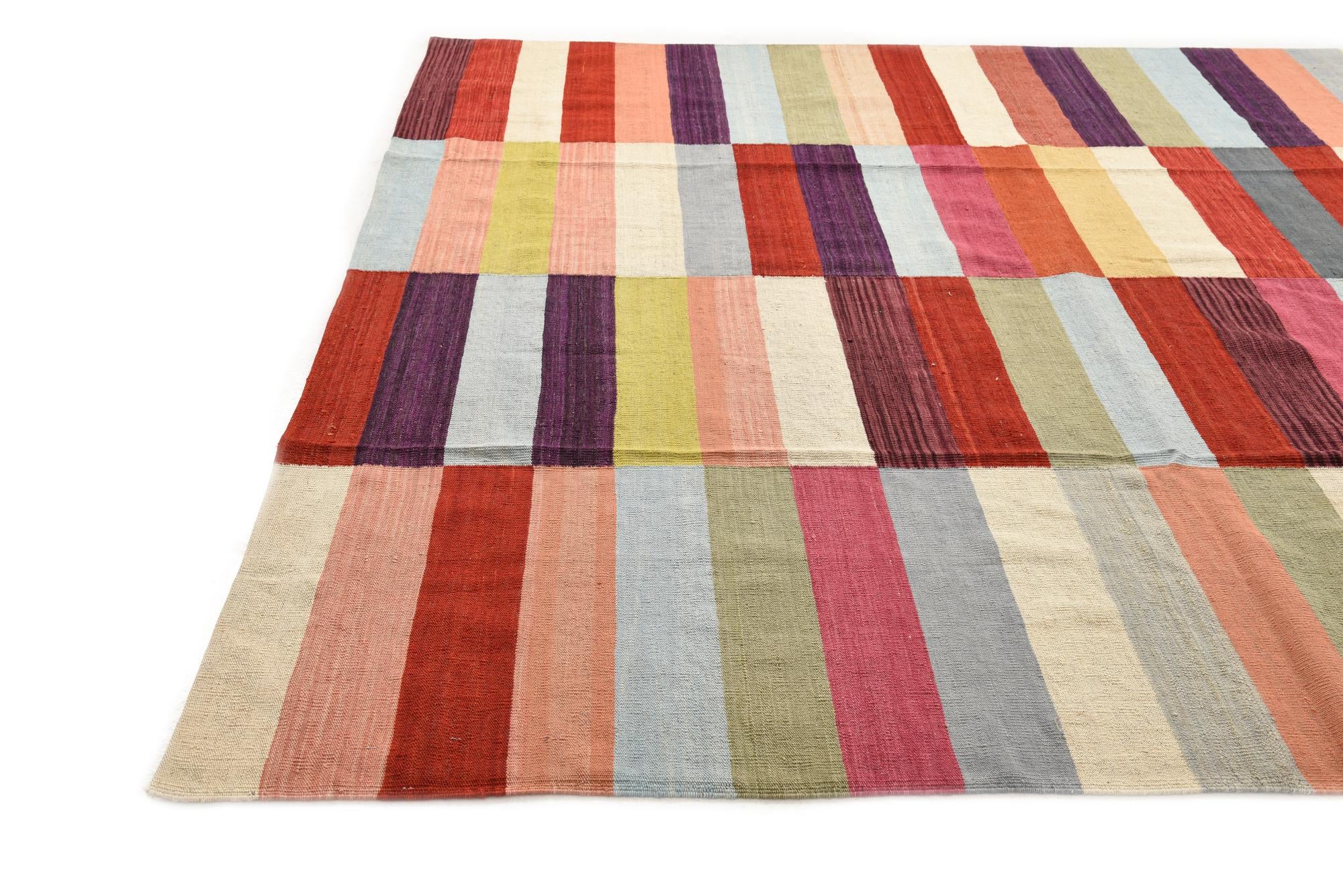 8' 7 x 11' 5 Hand Woven Kilim Modern Wool Rug