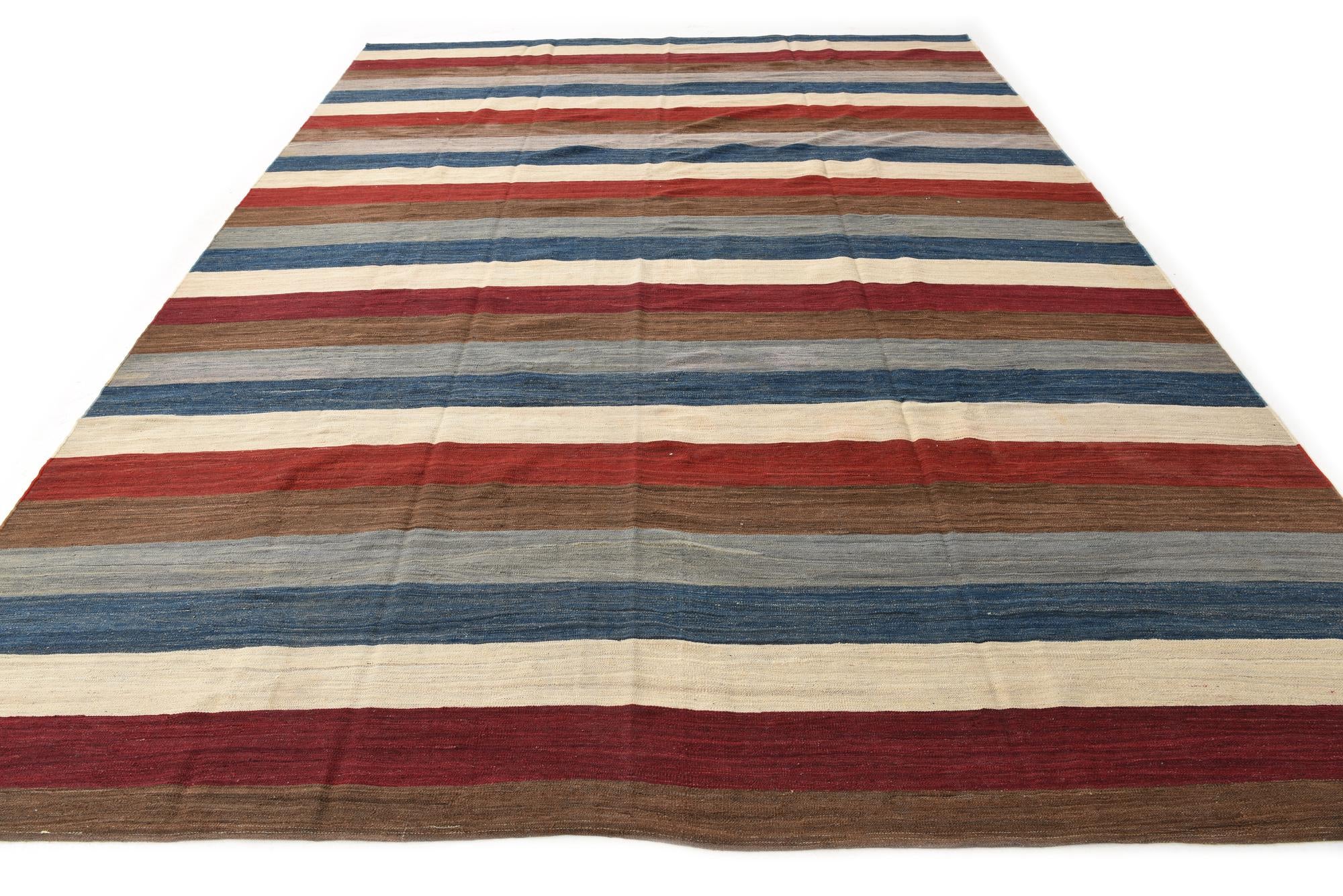 9' 8 x 13' 1 Hand Woven Kilim Modern Wool Rug