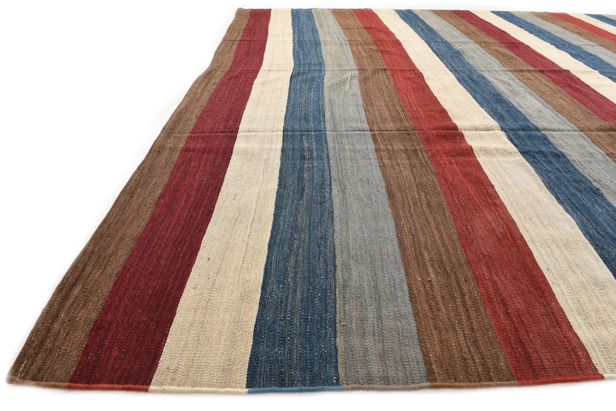 9' 8 x 13' 1 Hand Woven Kilim Modern Wool Rug