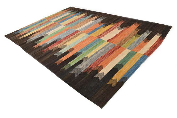 6' 9 x 9' 7 Hand Woven Kilim Modern Wool Rug