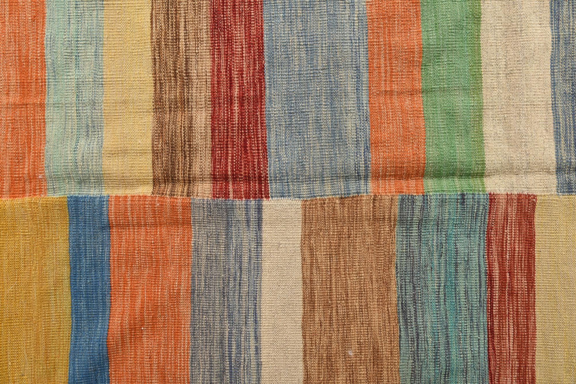 6' 9 x 9' 7 Hand Woven Kilim Modern Wool Rug