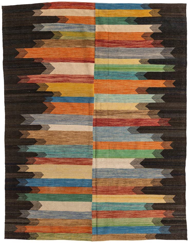 Detail image of 6' 9 x 9' 7 Hand Woven Kilim Modern Wool Rug