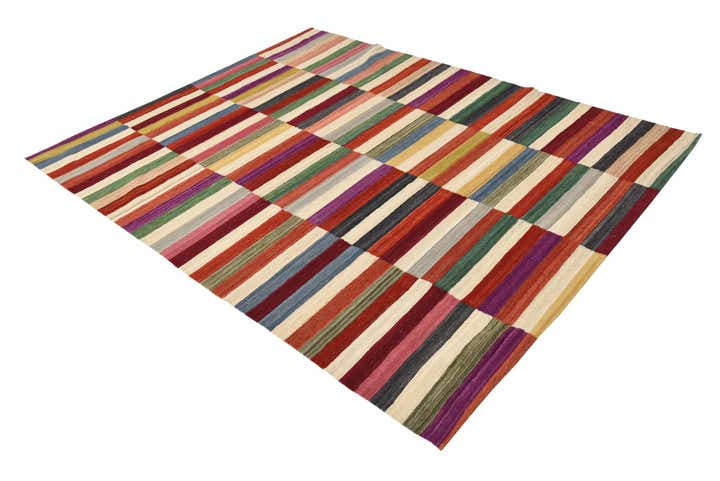 6' x 7' 10 Hand Woven Kilim Modern Wool Rug