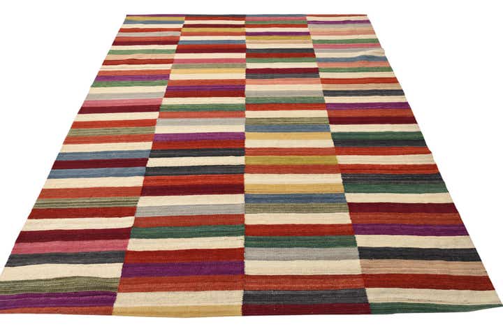 6' x 7' 10 Hand Woven Kilim Modern Wool Rug