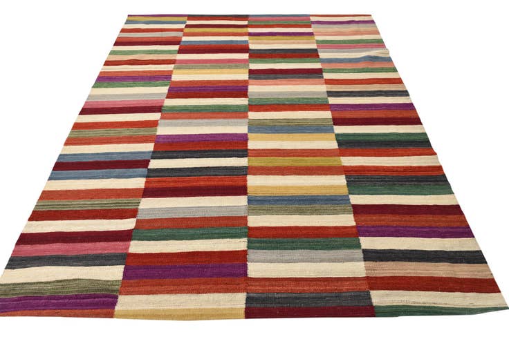 Detail image of 6' x 7' 10 Hand Woven Kilim Modern Wool Rug