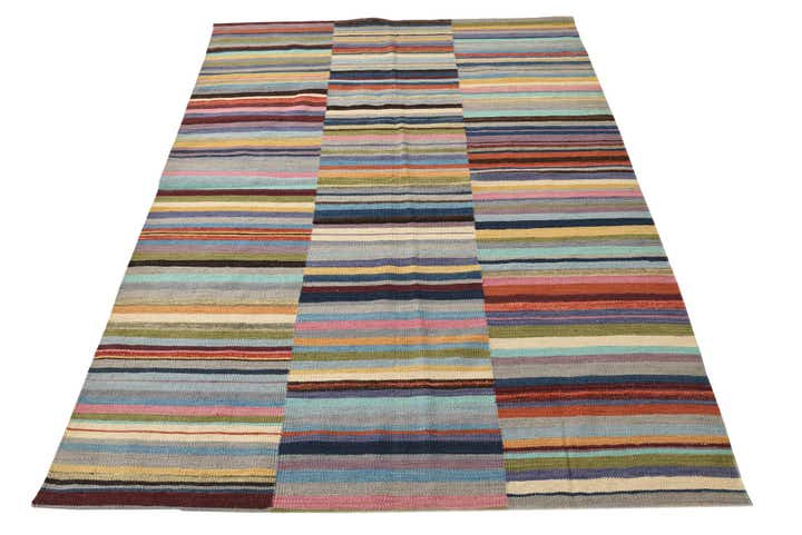 4' 7 x 6' 4 Hand Woven Kilim Modern Wool Rug