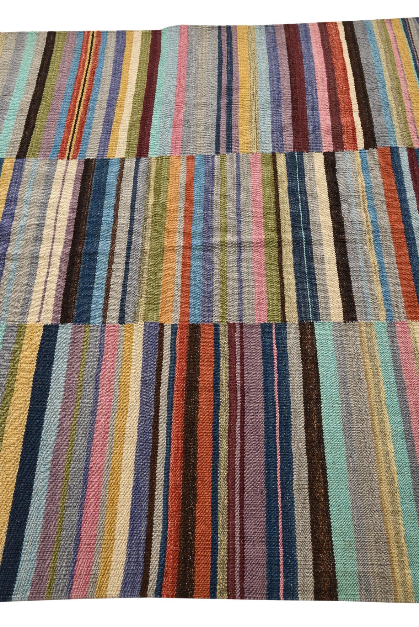 4' 7 x 6' 4 Hand Woven Kilim Modern Wool Rug