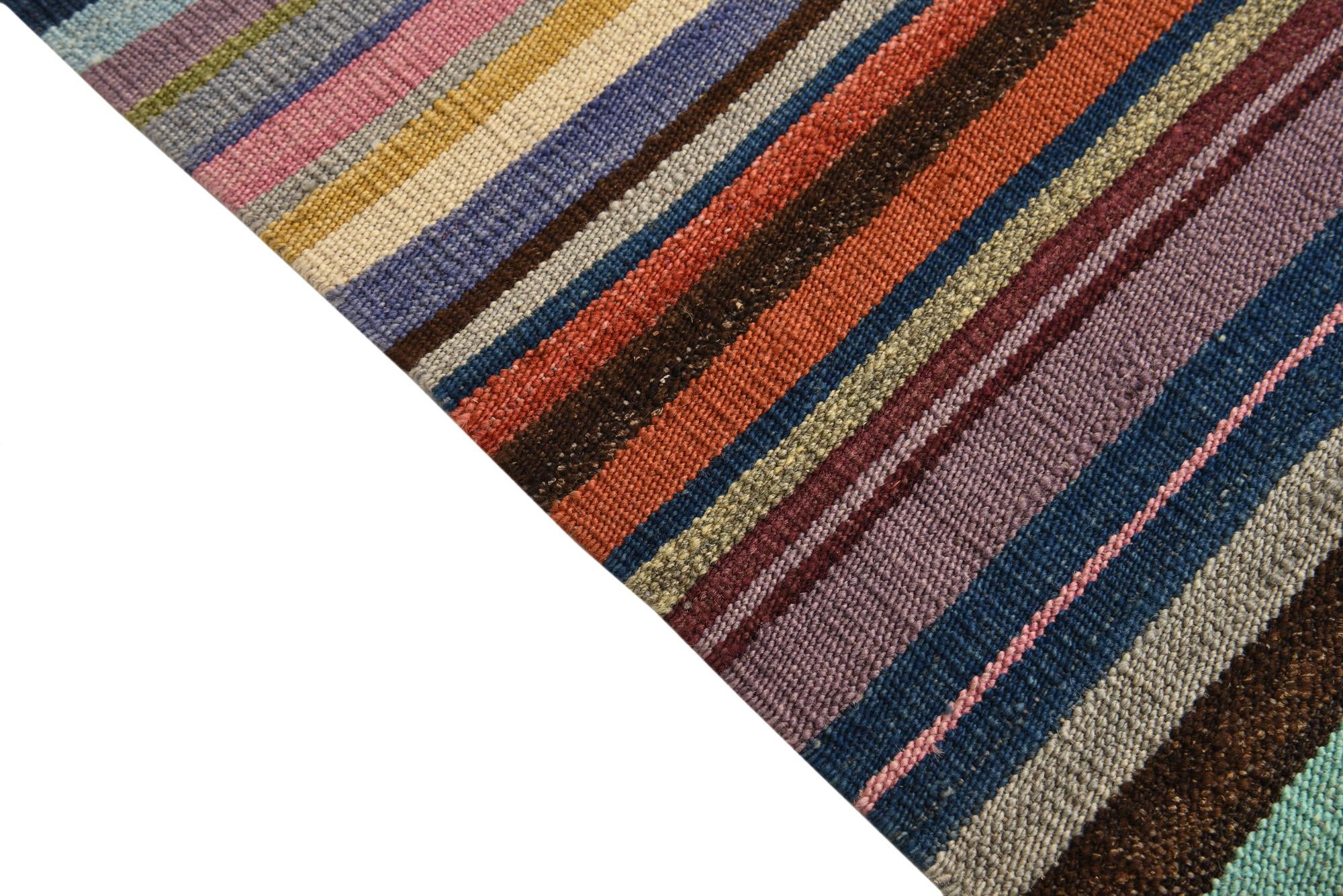 4' 7 x 6' 4 Hand Woven Kilim Modern Wool Rug