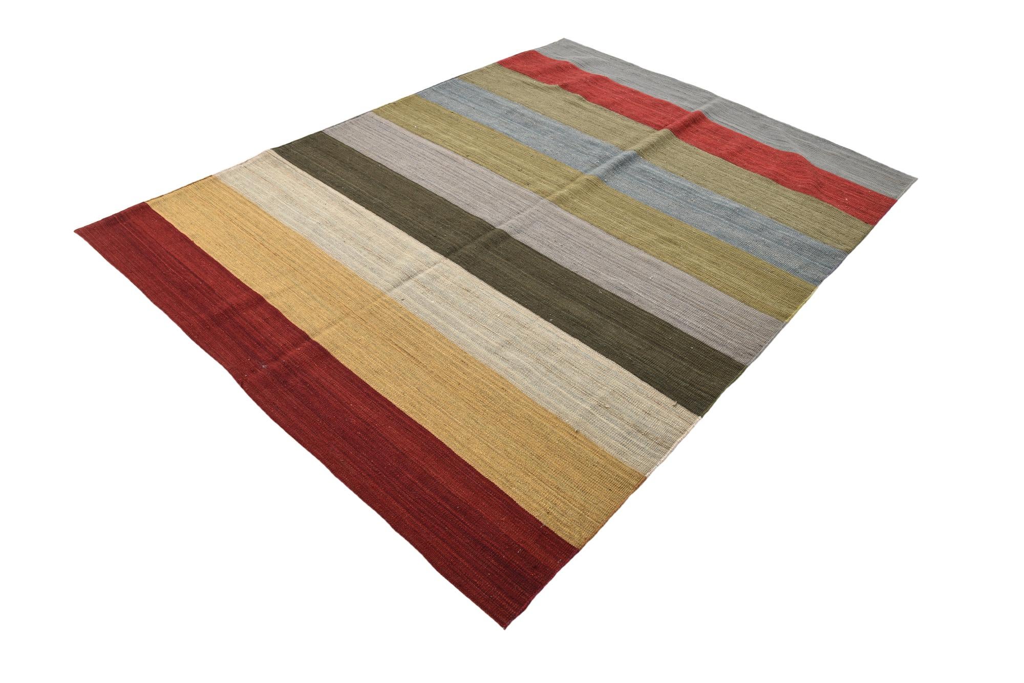 5' 10 x 7' 10 Hand Woven Kilim Modern Wool Rug