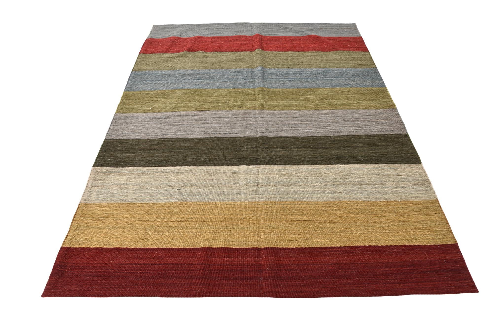 5' 10 x 7' 10 Hand Woven Kilim Modern Wool Rug